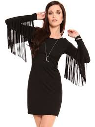 Fringe Dress Black Fitted Bodycon Dress Featuring Badass Fringe Sleeve Detailing We Love This Dr Black Fringe Dress Black Fitted Bodycon Dress Fringe Dress