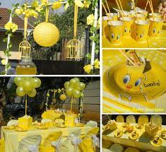 Tweety Themed Kiddies Party And Candy Table By Co Ords Kidz Party Boutique Bird Baby Shower Bird Birthday Parties Bird Baby Shower Theme