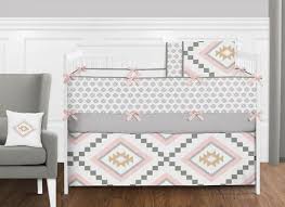 Both offer nursery bedding designs that can be paired with aztec, tribal, and arrow themed decor! 9 Pc Blush Pink And Grey Boho And Tribal Aztec Baby Girl Crib Bedding Set With Bumper By Sweet Jojo Designs Only 54 89