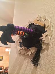 Decorate your yard with outdoor halloween decorations at the lowest price guaranteed. Tammy S Version Of The Crashed Witch In The Wall Homemade Halloween Decorations Halloween Door Decorations Diy Halloween Decorations