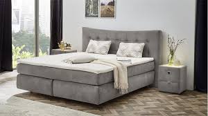 Warum boxspringbetten so bequem sind. Boxspringbett Gretas Bett Schlafzimmerbett In Samt Grau Mit Topper Zimmer Boho Wohnzimmer Bett
