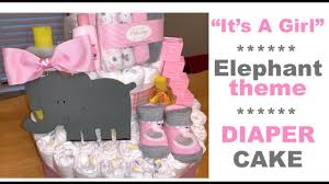 How To Make A Diaper Cake For Baby Shower It S A Girl Pink Gray Elephant Theme Youtube