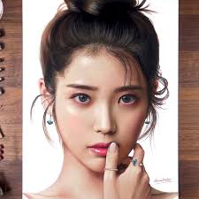 Colored pencils drawing of 'IU 아이유 (Lee Jieun)'.,