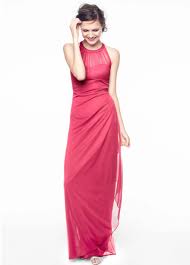 Long Mesh Dress With Illusion Neckline David S Bridal Fuchsia Bridesmaid Dresses Bridesmaid Dresses Dresses