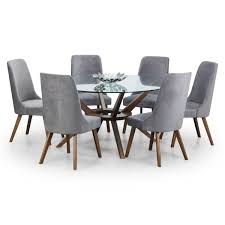 Round glass top dining room sets in rattan or powder coated metal are a great way to upgrade a breakfast. Dining Tables Julian Bowen Chelsea Round Glass Dining Table Che201