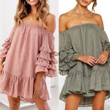 Ruffled Off Shoulder Mini Dress Short Mini Dress Casual Dress Fashion