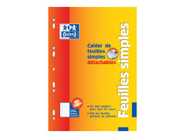 200 feuilles simples perforées couleur • format a4 : Oxford Bloc De Cours 100 Feuilles Simples Detachables A4 Grands Carreaux Perforees Pas Cher Bureau Vallee