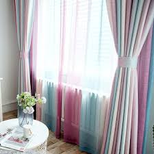 楽天市場 1cm刻みのオーダー カーテン 北欧 グラデーション ストライプ カーテン ブルー ピンク イエロー レースカーテン uvカット カーテン おしゃれ かわいい 生地 遮光 遮熱 北欧 防音 断熱 間仕切り 腰高窓 小窓 出窓カーテン 子供部屋 タッセル付き カーテン城