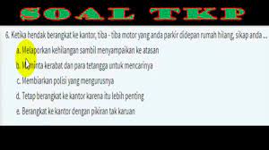 Check spelling or type a new query. Contoh Soal Cpns 2018 Soal Tkp Cpns Part1 Soal Cpns Tes Karakteristik Pribadi Skd Seleksi Kompetensi Dasar Icpns