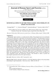 Injury and disease prevention, traditional chinese exercise, and human performance. Pdf Beneficial Effects Of The Whole Body Cryotherapy On Sport Haemolysis Alessandra Barassi Academia Edu