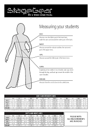 sizing chart and information