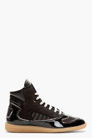 Maison Martin Margiela Black Leather Panelled High Top Sneakers