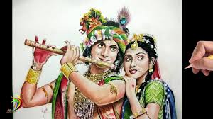 Radha Krishna Drawing Star Bharat Tv Serial Radha Krishna Sumedh Mudgalkar And Mallika Singh Krishna Drawing Krishna Radha Painting Drawings