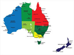 Australia And New Zealand Vector Map Of Australia And New Zealand With State Bo Sponsored Vector Map Aus Stock Images Free Illustration Australia Map