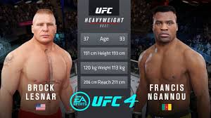 He currently competes in the heavyweight division for the ultimate fighting ch. Brock Lesnar Vs Francis Ngannou Ufc 4 Youtube
