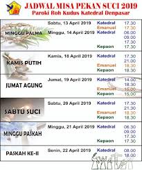 Berikut ini adalah jadwal misa gereja katedral jakarta terupdate, semoga membantu seluruh umat katolik seluruh indonesia… Misa Pekan Suci 2019 Gereja Katolik Katedral Denpasar