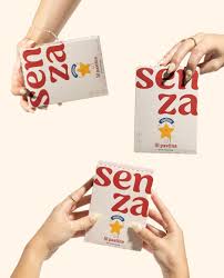 Designed by @_kamkami_ and Abby Doerr, @eatsenza's packaging leans into  simplicity and boldness with its creative use of white space and  typography. ⁠ ⁠ Splitting the brand name across two lines, with “