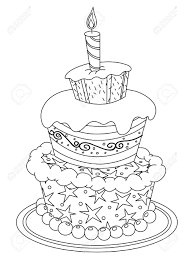 Tarta De Cumpleaños Para Colorear