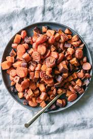 Roasted Sweet Potatoes And Carrots Easy Tasty Sheetpan Side Dish Recipe In 2021 Roasted Sweet Potatoes Vegan Side Dishes Veggie Dishes