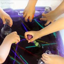 Looking for space activities for kids? Glowing Galaxy Water Bin A Fun Space Activity Fun A Day