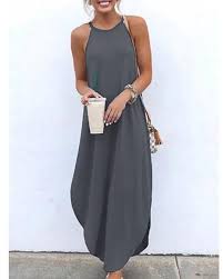 Solid Halter Holiday Maxi Dresses In 2020 Beautiful Maxi Dresses Casual Short Sleeve Dress Maxi Dress