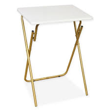 Folding Tray Table In White Gold Bed Bath Beyond Tray Table Snack Table Set Kitchen Dining Furniture