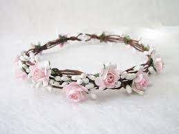Wedding Floral Crown Light Pink Flower Headband Floral Head Etsy Pink Flower Headband Flower Crown Bridesmaid Floral Crown Wedding
