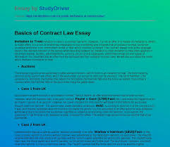However, according to section 66 of contract act 1950, when the contract becomes void, any person who has received any advantage under agreement is bound to restore it. Basics Of Contract Law Free Essay Example Studydriver Com