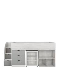From £223.53 was £299.99 msrp £328.13. Mico Mid Sleeper Bed With Pull Out Desk And Storage Grained White Grey Very Co Uk