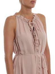 Abito in georgette di viscosa con stampa a righe, collo tondo con piccola ruches, sottoveste abbandonate la vostra comfort zone di abiti a tinta unita sfoglia il catalogo abiti da donna max mara: Abiti Da Cocktail Bottega Veneta Abito Longuette In Georgette Di Seta 511462v0m506809