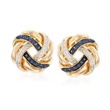40 Ct T W Sapphire And 10 Ct T W Diamond Love Knot Earrings In 18kt Gold Over Sterling Ross Simons In 2020 Knot Earrings Diamond Drop Earrings Sapphire Earrings Studs