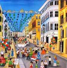 Feria En Malaga Naive Painting American Folk Art Naive Art