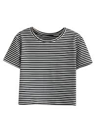 Black And White Striped Shirt And Shorts Monochrome Stripe Short Sleeve Cropped T Shirt Women S Striped Shorts Striped Short Sleeve Shirt Crop Tshirt