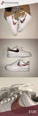 Nike Air Force 1 Rose Gold Glitter Sneakers Shoes Sneaker Outfits Women Glitter Sneakers Girls Sneakers