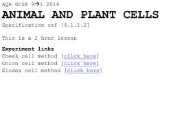 Maybe you would like to learn more about one of these? Aqa Gcse 2016 Animal And Plant Cells Teaching Resources