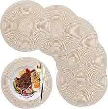 maifey Placemats Round Placemats set of 6 for Dining Table,14.17  Inch,Washable Heat Resistant Table Mats,Beige : Amazon.co.uk: Home & Kitchen