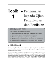 Diagnostik pada pembelajaran melingkupi konsep yang luas yang meliputi identifikasi kekuatan dan kelemahan siswa dalam pembelajaran. Topik 1 Pengenalan Kepada Ujian Pengukuran Dan Penilaian