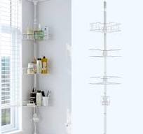 IEIFEL 4-Layer Telescopic Corner Mount Bathroom Shower Caddy with 4  Shelves, White
