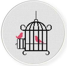 Easy Small Bird Cross Stitch Pattern Bird Cage Cross Stitch Pattern Cross Stitch Bird Cross Stitch Patterns Simple Cross Stitch