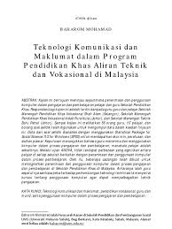 Check spelling or type a new query. Jurnal Teknologi Komunikasi Dan Maklumat Dalam Program Pendidikan Khas Aliran Teknik Dan Vokasional Di Malaysia