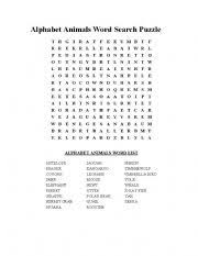 Crossword puzzles for 8 year olds. English Worksheets Alphabet Animals Word Search Puzzle