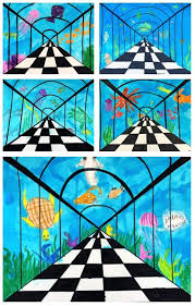 Aquarium Perspective Lesson Art For Kids Leah Newton Art Art Lessons Middle School Middle School Art Projects Elementary School Art