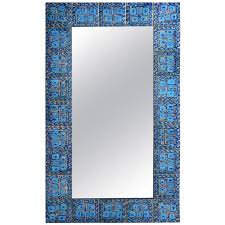 1960s Large Hand Painted Enameled Copper Wall Mirror By Danish Artist Bodil Eje For Sale At 1stdibs