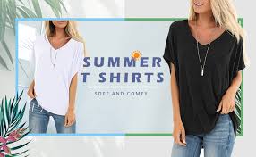 Sampeel Womens Short Sleeve Tops Dolman V Neck T Shirts Summer Casual At Amazon Women S Clothing Store