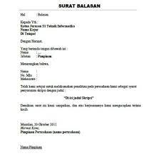 Biasanya surat dinas dibuat untuk memberitahukan. Contoh Surat Balasan Permohonan Magang