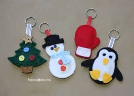 Porte Cle Feutrine Noel Porte Cles De Noel Decorations En Feutre Feutre Porte Cles Bricolage Noel Feutrine