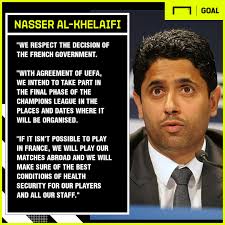 Football.london understands that discussions took place between spurs and the argentine over a reunion, despite him having been sacked by the club only 17 months ago. Goal On Twitter Psg President Nasser Al Khelaifi Is Fine With Ligue 1 Being Cancelled But He Wants To Make Sure The Champions League Is Completed Https T Co Gqihlnqeqn