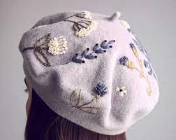 Embroidery Art On Instagram Beret Hat 100 Wool With Hand Embroidery Outfit Accessories Minimal Fashion Beret