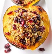 Roasted Acorn Squash With Cranberry Walnut Quinoa Stuffing Tastefulventure Recipe Vegan Thanksgiving Side Dishes Quinoa Stuffing Healthy Holiday Recipes