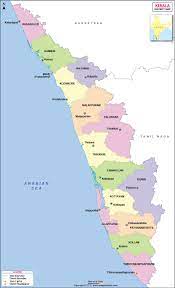 Map highlights all the districts of kerala with names and their boundaries. Kerala District Map
